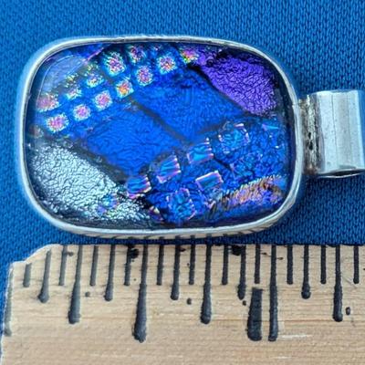 Sterling silver pendant with fused / Dichroic Glass