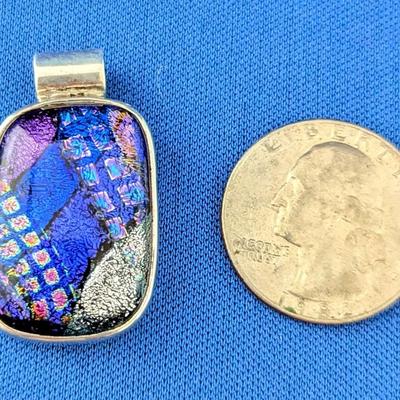 Sterling silver pendant with fused / Dichroic Glass