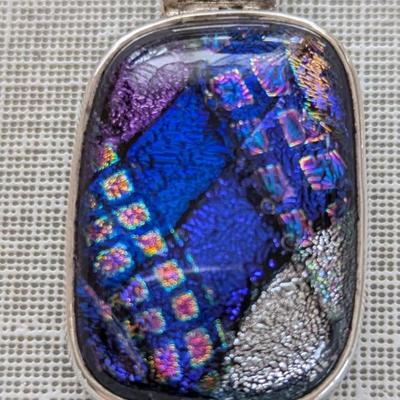 Sterling silver pendant with fused / Dichroic Glass