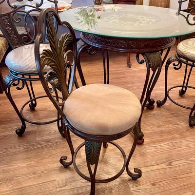 Glass top high top table and barstools