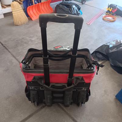 HUSKY TOOL BAG ON WHEELS AND A COME ALONG