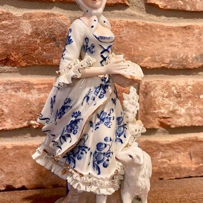 Blue and white figurine
