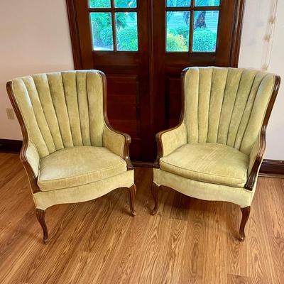 Pair of pale green fan chairs