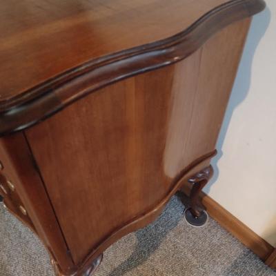 Vintage Mahogany Chippendale Design Silverware Cabinet with Flip Top and Multi-Drawer Storage