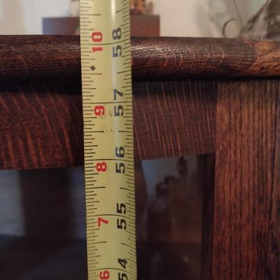 Vintage Oak Bowfront Curio Cabinet with Wood Shelves (No Contents)