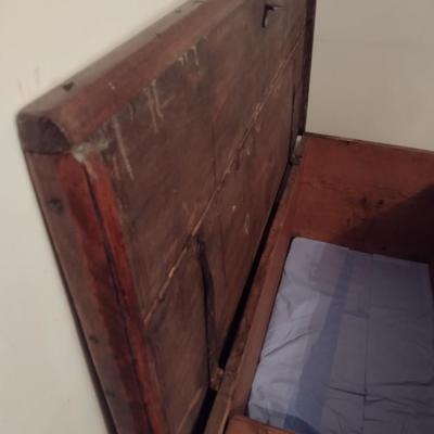 Primitive Early American Blanket Chest Solid Wood Single Slab Sides