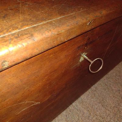 Primitive Early American Blanket Chest Solid Wood Single Slab Sides