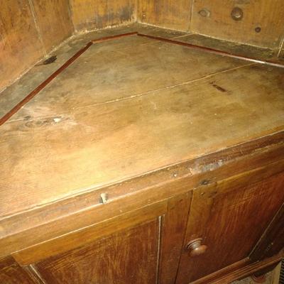 Antique Double Door Solid Wood Corner Cupboard