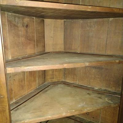 Antique Double Door Solid Wood Corner Cupboard