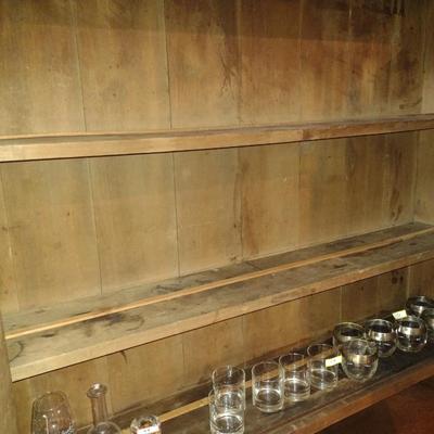 Antique Hand-Crafted Solid Wood Buffet with Hutch Cupboard