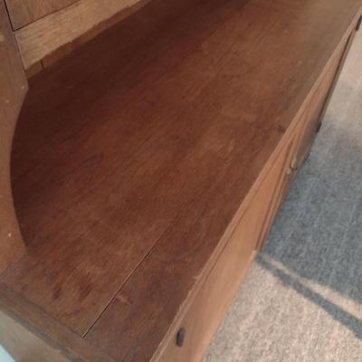 Antique Hand-Crafted Solid Wood Buffet with Hutch Cupboard