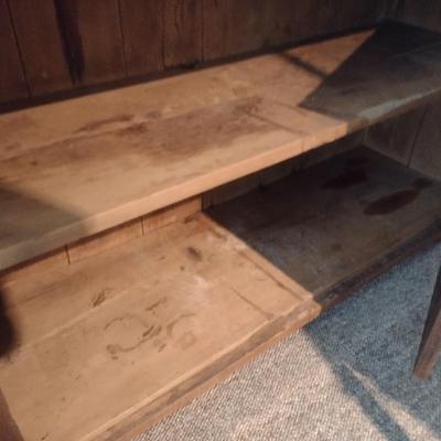 Antique Hand-Crafted Solid Wood Buffet with Hutch Cupboard