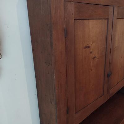 Antique Hand-Crafted Solid Wood Buffet with Hutch Cupboard