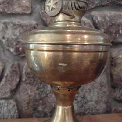 Vintage Brass Base Fuel Lantern with Slim Line Chimney