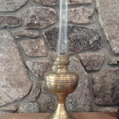 Vintage Brass Base Fuel Lantern with Slim Line Chimney