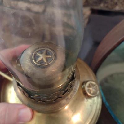 Vintage Brass Base Fuel Lantern with Slim Line Chimney