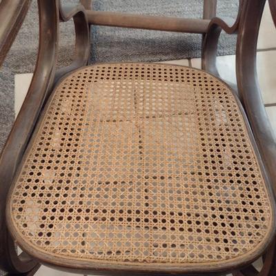 Antique Bent Wood Rocker with Cain Seat and Back