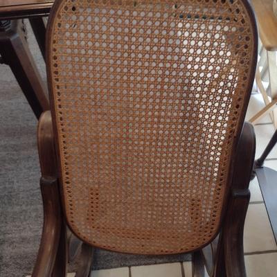 Antique Bent Wood Rocker with Cain Seat and Back
