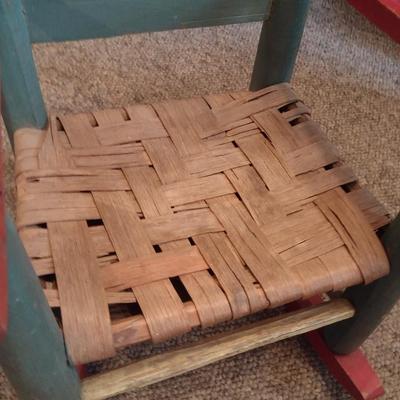 Antique Shaker Style Child's Rocking Chair with Splint Wood Seat