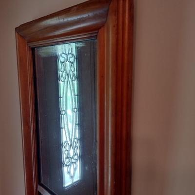 Vintage Wood Framed Double Panel Wall Mirror