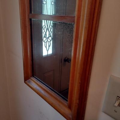 Vintage Wood Framed Double Panel Wall Mirror