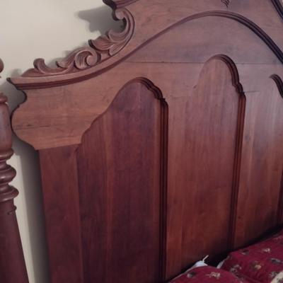 Antique High Back Solid Wood Victorian Design Full Sized Bed Frame and Mattress Set (Covering Not Included)