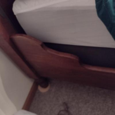 Antique High Back Solid Wood Victorian Design Full Sized Bed Frame and Mattress Set (Covering Not Included)