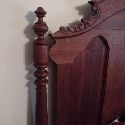 Antique High Back Solid Wood Victorian Design Full Sized Bed Frame and Mattress Set (Covering Not Included)