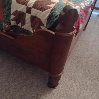 Antique High Back Solid Wood Victorian Design Full Sized Bed Frame and Mattress Set (Covering Not Included)
