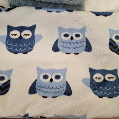 VALANCE, WASHCLOTHS AND OWL MATERIAL