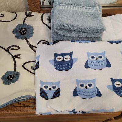 VALANCE, WASHCLOTHS AND OWL MATERIAL