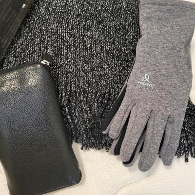 CLUTCH PURSE, DRESS SCARVES, GLOVES, WALLET AND CHICO'S SHOPPING BAG