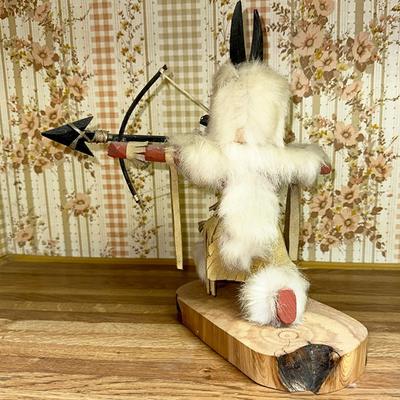 6 KACHINA DOLL WOLF DANCER BOW & ARROW 12" ARTIST SIGNED