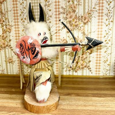 6 KACHINA DOLL WOLF DANCER BOW & ARROW 12" ARTIST SIGNED