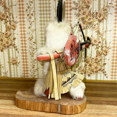 6 KACHINA DOLL WOLF DANCER BOW & ARROW 12" ARTIST SIGNED