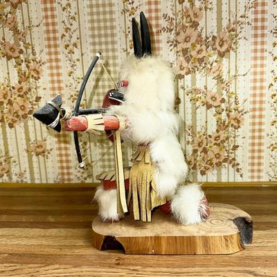 6 KACHINA DOLL WOLF DANCER BOW & ARROW 12" ARTIST SIGNED