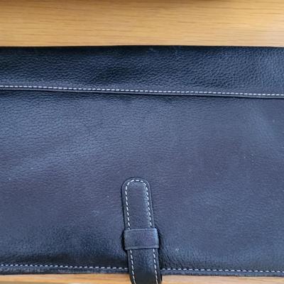 NAVY BLUE LEATHER PURSE, WALLET AND BELT