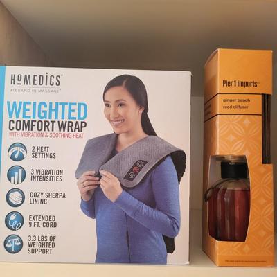 HOMEDICS WEIGHTED COMFORT WRAP & PIER 1 IMPORTS REED DIFFUSER