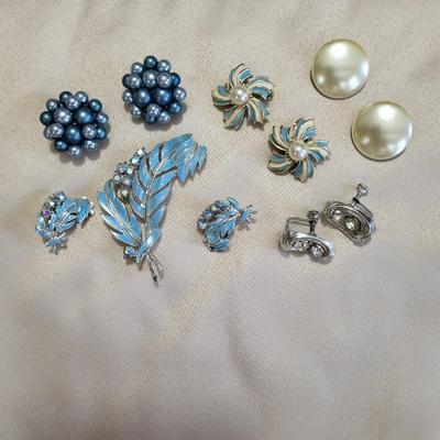 CLIP-ON EARRINGS AND BROOCH