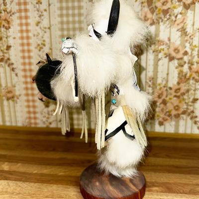 10 KACHINA DOLL WHITE BUFFALO WARRIOR 9" TALL ARTIST SIGNED