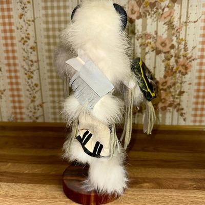 10 KACHINA DOLL WHITE BUFFALO WARRIOR 9" TALL ARTIST SIGNED