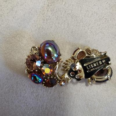 LISNER, W GERMANY AND TRIFARI CLIP-ON EARRINGS AND BROOCH