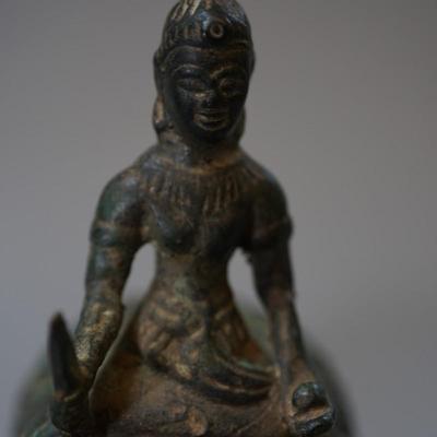 BURMESE FIGURE RIDING ELEPHANT BRONZE 7"