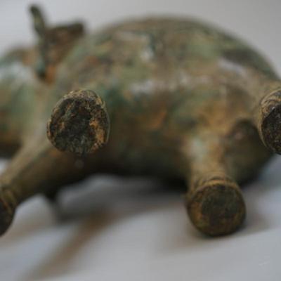 BURMESE FIGURE RIDING ELEPHANT BRONZE 7"