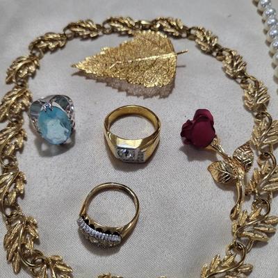 FAUX PEARLS, VINTAGE NAPIER NECKLACE, LAPEL PINS AND MORE