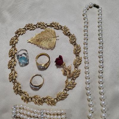 FAUX PEARLS, VINTAGE NAPIER NECKLACE, LAPEL PINS AND MORE