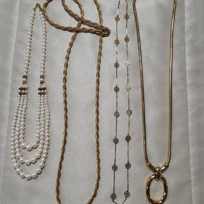 4 COSTUME NECKLACES