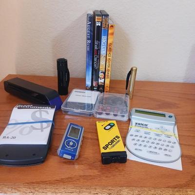 TEXAS INSTRUMENT CALCULATOR, ZEICO BOOKMARK DICTIONARY II, SONY SPORTS FM WALKMAN AND MORE