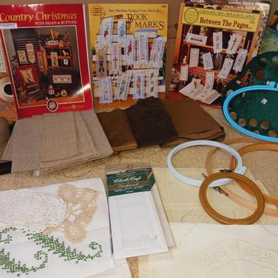 NEEDLEPOINT TABLECLOTH, BOOK MARKS, PATTERN BOOKS AND MUCH MORE