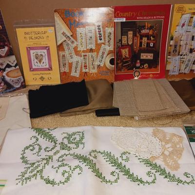 NEEDLEPOINT TABLECLOTH, BOOK MARKS, PATTERN BOOKS AND MUCH MORE